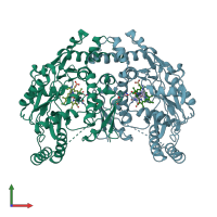 PDB entry 5vul coloured by chain, front view.