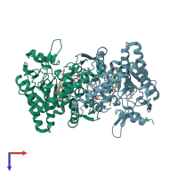 PDB entry 5vuu coloured by chain, top view.