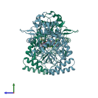 PDB entry 5vuz coloured by chain, side view.