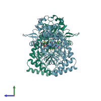 PDB entry 5vv7 coloured by chain, side view.