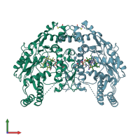 PDB entry 5vv9 coloured by chain, front view.