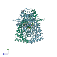 PDB entry 5vv9 coloured by chain, side view.