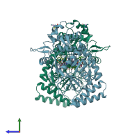 PDB entry 5vva coloured by chain, side view.