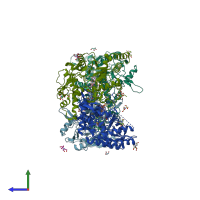 PDB entry 5vvc coloured by chain, side view.