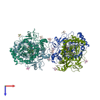 PDB entry 5vvc coloured by chain, top view.
