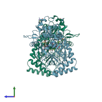 PDB entry 5vvn coloured by chain, side view.