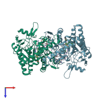 PDB entry 5vvn coloured by chain, top view.