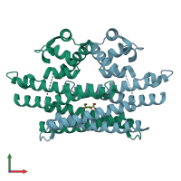 PDB entry 5vyk coloured by chain, front view.