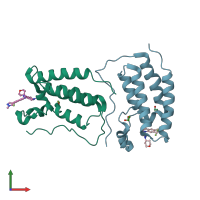 PDB entry 5vzs coloured by chain, front view.