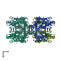 PDB entry 5w1b coloured by chain, top view.