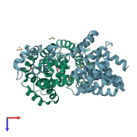 PDB entry 5w4n coloured by chain, top view.