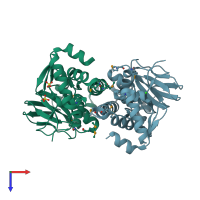 PDB entry 5w5a coloured by chain, top view.