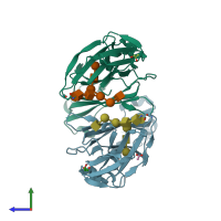 PDB entry 5w5m coloured by chain, side view.