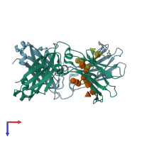 PDB entry 5w5m coloured by chain, top view.