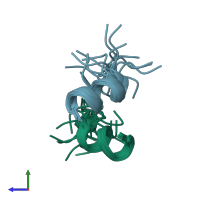 PDB entry 5w96 coloured by chain, ensemble of 20 models, side view.