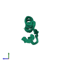 PDB entry 5w9f coloured by chain, ensemble of 20 models, side view.