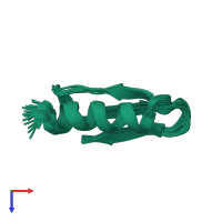 PDB entry 5w9f coloured by chain, ensemble of 20 models, top view.