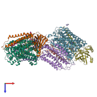 PDB entry 5weh coloured by chain, top view.