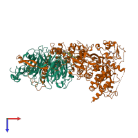 PDB entry 5wfd coloured by chain, top view.