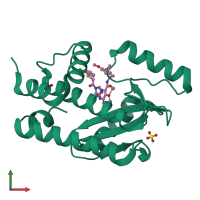 PDB entry 5wfw coloured by chain, front view.