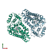 PDB entry 5whr coloured by chain, front view.