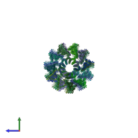 PDB entry 5wju coloured by chain, side view.