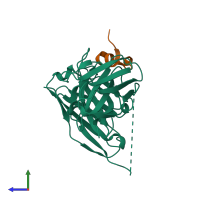 PDB entry 5wn9 coloured by chain, side view.
