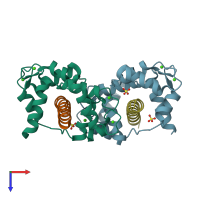 PDB entry 5wsv coloured by chain, top view.