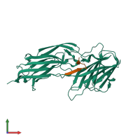 Hetero dimeric assembly 3 of PDB entry 5wtb coloured by chemically distinct molecules, front view.