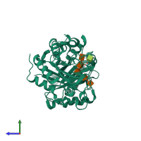 PDB entry 5wvg coloured by chain, side view.