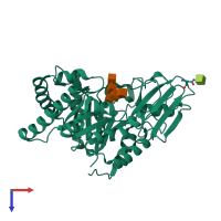 PDB entry 5wvg coloured by chain, top view.