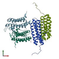 PDB entry 5ww7 coloured by chain, front view.