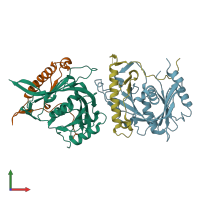 PDB entry 5wxl coloured by chain, front view.