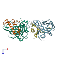 PDB entry 5wxl coloured by chain, top view.