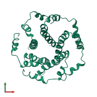 Envelope small membrane protein in PDB entry 5x29, assembly 1, front view.