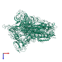 Spike glycoprotein in PDB entry 5x5b, assembly 1, top view.