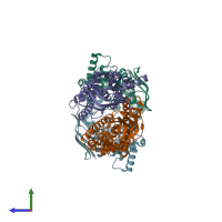 PDB entry 5x5y coloured by chain, side view.