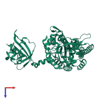 PDB entry 5xgb coloured by chain, top view.