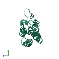 PDB entry 5xi4 coloured by chain, side view.