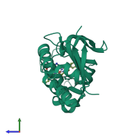 Monomeric assembly 2 of PDB entry 5xib coloured by chemically distinct molecules, side view.