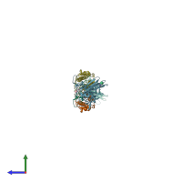 PDB entry 5xlb coloured by chain, side view.