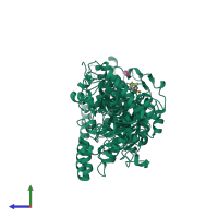 PDB entry 5xqa coloured by chain, side view.