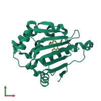 Monomeric assembly 1 of PDB entry 5xrd coloured by chemically distinct molecules, front view.