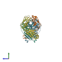 PDB entry 5xrq coloured by chain, side view.