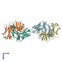 PDB entry 5xrq coloured by chain, top view.