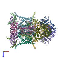 PDB entry 5xte coloured by chain, top view.