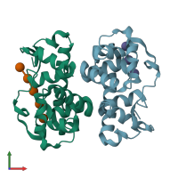 PDB entry 5xug coloured by chain, front view.