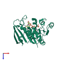 PDB entry 5xv2 coloured by chain, top view.