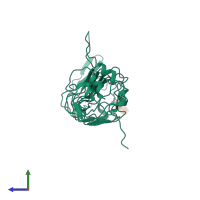 PDB entry 5xws coloured by chain, side view.