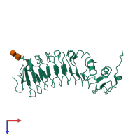 PDB entry 5xws coloured by chain, top view.